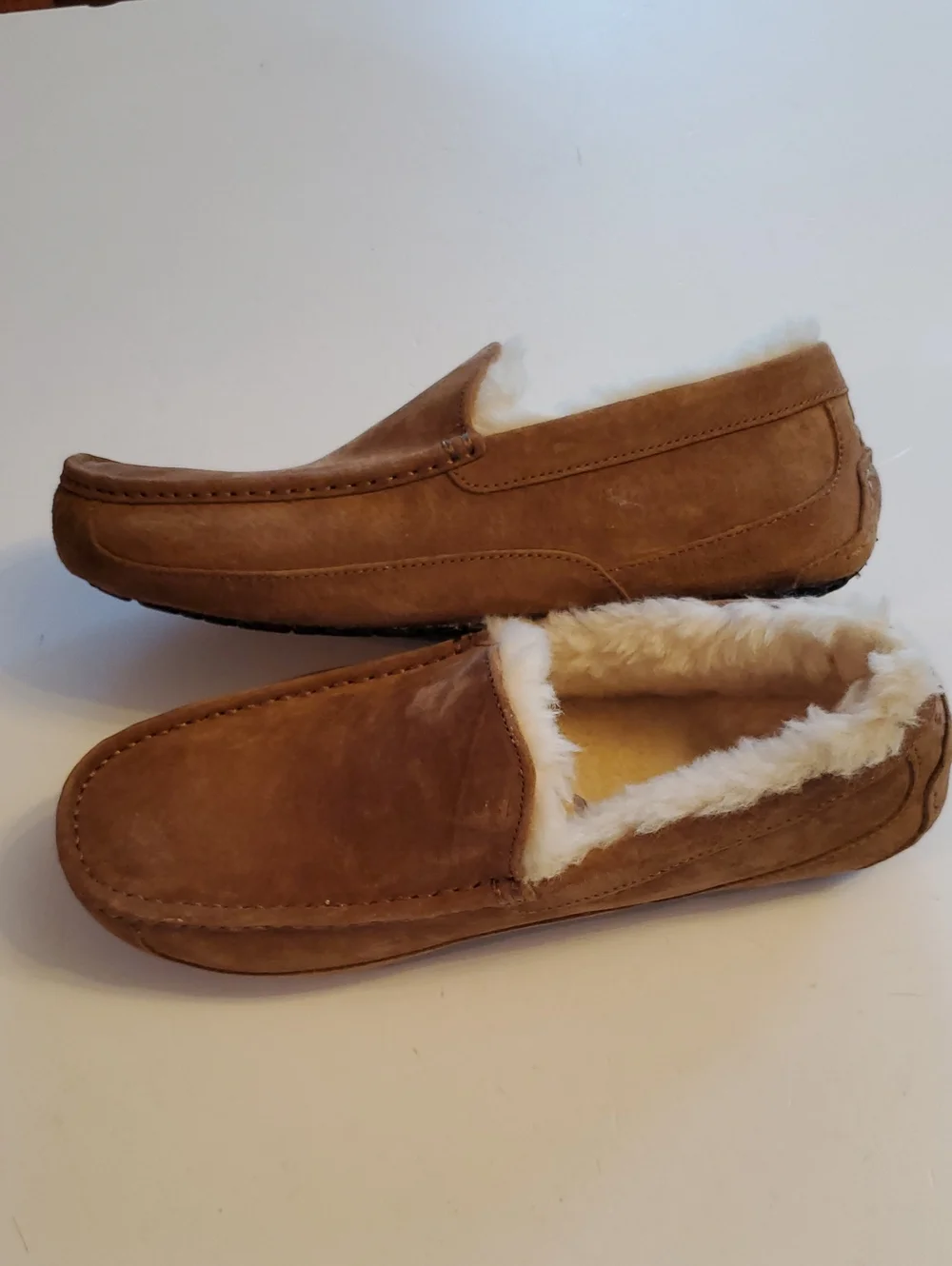 UGG Men's Chestnut Suede Shearling-Lined Slip-On Loafers
